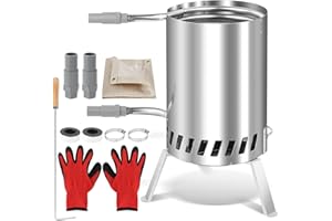 Jopassy Brennholz Poolheizung,100% Edelstahl Poolheizung mit Feuer und Heizspirale, bis zu 300°C,Schwimmbadheizung Ø 32/38 mm Anschluss,mit Feuerfeste Matte und Tablett