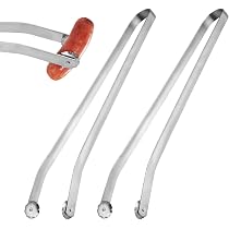 Relaxdays Pince à Barbecue Inox 38 Cm - Pour Grill, Viande, Saucisses - Manche Bois Anti-Chaleur