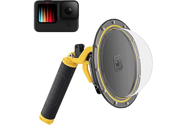 TELESIN Dome Port pour GoPro Hero 12 Hero 11 Hero 10 9, étui étanche 6 Pouces avec Flotteur poignée Compatible avec Hero 11 Hero 10/9m, avec Pistolet à déclenchement et Prise sous-Marine