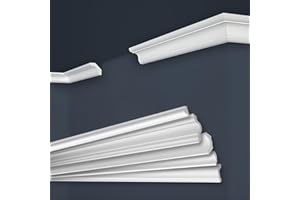 MARBET DESIGN Molduras de XPS Poliestireno blanco - Cornisas de techo Molduras de remate E-Molduras - (40 metros / 20 tiras E-24)