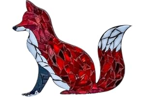 FOVOLAT Mosaic Glass Wall Art | Handmade Stained Glass Mosaic Kit | Hanging Mountain F-ox Elk Dwarf Sculpture | Decoration for Home Garden Fence Pool Bathroom