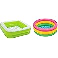 Intex Inflatable Play Box Pool (Multicolor) & Intex Inflatable Kids Bath Tub, 3 Ft (Multicolor)