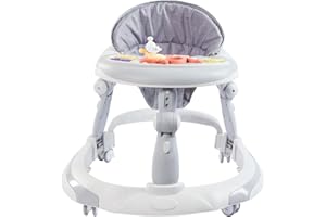 Fugualin 2-in-1 Convertible Baby Steps Activity Walker, Adjustable Three Position Height Setting, Removable Tray, Easy to Fold and Store Baby Walker (White)