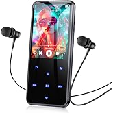 AGPTEK 64GB MP3 Player Bluetooth 5.3, M3 2.4" Screen Metal Black MP3 | HiFi Sports Music MP3 Player with Speaker, Touch Butto