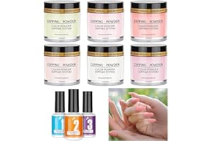 LOPHE Dipping Powder Nails Set, 6 Farben Dip Powder Nail Set mit Base Activator Top Gel, Nagel Set Anfänger Starter Kit für Nails Art, Geschenke für Frauen(01B)