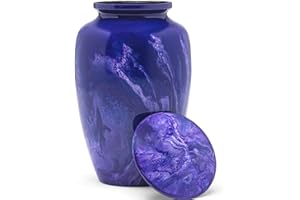Eternal Harmony Cremation Urn for Human Ashes | Memorial Urn Carefully Handcrafted with Elegant Finishes to Honor Your Loved One | Adult Urn Large Size with Beautiful Velvet Bag (Purple Milo)