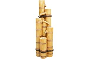 Primrose 88cm White Ginko Bamboo Effect Cascade 5 Tier Outdoor Water Feature Self Contained Cascading Fountain
