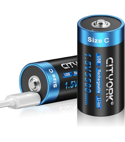 thumbnail: Mspalocell Oplaadbare D-batterijen - Lithium, 1.5V 8800mAh, USB-C Opladen, Set Van 2