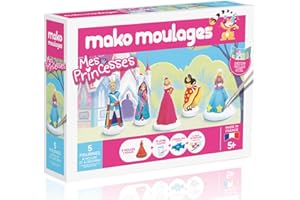 Mako moulages - Mes Princesses - kit de Loisirs créatif - Plâtre et Peinture - Coffret de 5 Figurines à mouler - Fabriqué en France - A partir de 5 Ans - 39066