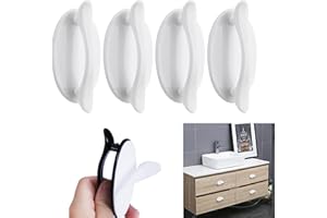 CATEKRO 4 uchwyty do wklejania, uchwyty do szuflad szafek, wklej otwarte uchwyty do drzwi przesuwnych do szafek okiennych, szuflad, lodówek (4 x białe)