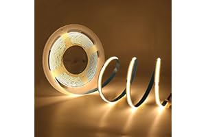 HEGEHE 5m COB LED Strip USB Power, Warm White Light Ribbon 5V DC, Self-Adhesive Tape for Home Commercial Cupboard TV Backlight Decorative Lighting