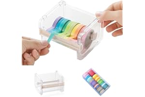 EASYLIFESTORE Juego de 40 rollos de cinta Washi con cortador de cinta Washi, cinta Washi de 7.5 mm colorida, decorativa y escribible, para manualidades, decoración y embalaje de regalos
