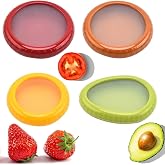 DZOPE 4-Piece Silicone Fruit and Vegetable Storage Containers Set – Reusable Freshness Saver for Avocados, Onions, Lemons, To
