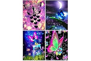 YAOYIN 5D Diamant Painting Bilder Schmetterling Diamond Painting Kinder, 4Pcs Diamond Kristall Art Erwachsene Full DIY Diamant Kunst Malerei Stickerei Set Kreuzstich Bilder Home Wand Dekor 30x40cm