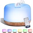 Yakiter 500ml Essential Oil Diffuser, Upgraded Aromatherapy Diffuser with Bluetooth Speaker,Remote,4 Timer and 7 Color Lights, Cool Mist Humidifier with Auto Shut-off Function for Home Bedroom Office