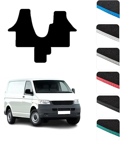 Tailored Van Mats Deluxe Carpet Fit VW Transporter T4 Walkthrough – 1990-2003, Front, Black Polyester, UK Made