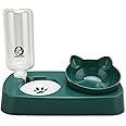 Foodie Puppies 2 in 1 Pet Gravity Feeder Food Bowl and Water Bottle Set- (Green), with Automatic Water Dispenser Bottle, Detachable Tilted Raised Food Bowl for Puppy, Small Dogs Cats and Kittens