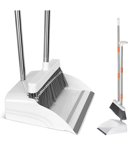 Balai Et Pelle à Poussière Avec Manche Long - Brosse Douce, Pour Recoins étroits, Nettoyage Maison Facile