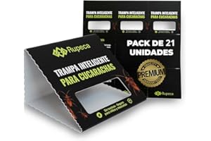 Pack 21 Trampas Adhesivas para Cucarachas Sin Tóxicos – Control de Plagas Seguro + Eficaz en el Hogar – Trampa Anti Cucarachas Interior Discreta + Duradera + Profesional | RUPECA