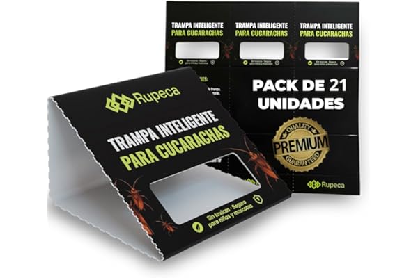 Pack 21 Trampas Adhesivas para Cucarachas Sin Tóxicos – Control de Plagas Seguro + Eficaz en el Hogar – Trampa Anti Cucarachas Interior Discreta + Duradera + Profesional | RUPECA