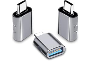 LTZGO 3 Pièces Adaptateur USB C mâle vers USB A 3.0 Femelle avec OTG, USB Type-C Thunderbolt 4/3 vers USB Femelle pour MacBook Pro/Air, iPad,Dell XPS, Samsung Huawei etc... Appareil Type-C - Gris sidéral