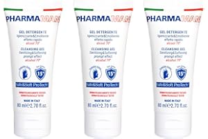 Pharmamani KIT 3 PEZZI GEL IGIENIZZANTE MANI da 80 ml l'uno. 70% Alcool, Effetto Rapido, Non appiccica. Si assorbe subito. Idrata le mani. Profumo gradevole, Dermatologicamente Testato. Tascabile