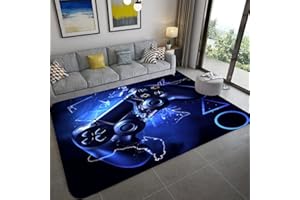 STICKER SUPERB. Gamer Controller Große Teppiche für Wohnzimmer Schlafzimmer Kinder Spielen Krabbelmatte Teenager Junge Graffiti Spielkonsole Teppiche Rutschfeste Bodenmatte Fußmatten (Blau,120x160 cm)