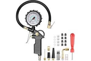 Behiruch Reifendruckprüfer, 220PSI Multifunktionaler Luftdruckprüfer mit Ventilkern-Werkzeug, Kompressor-Zubehör, Reifenfüller Digitaler Reifenfüll-Messgerät für Kompressor Auto Motorrad Fahrrad LKW