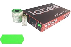 ISPA ROTOLI 48.600 Etiquetas Fluorescentes Verdes con Bordes Ondulados Permanentes 26x12 mm para Etiquetadora 1 Linea - Paquete de 36 Rollos