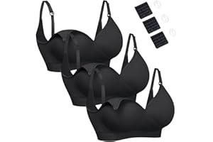 HOFISH Nursing Bra Comfy Padded Wireless Women Seamless Maternity Bra for Pregnancy/Breastfeeding/Sleeping 3Pack S-XL