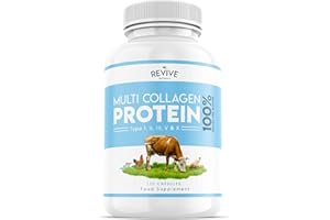 Multi Collagen Protein Capsules - 120 Count - Types I, II, III, V & X - Hydrolysed Grass Fed Bovine, Wild Caught Marine & Free-Range Chicken, Made with Hyaluronic Acid & Vitamin C by Revive Naturals