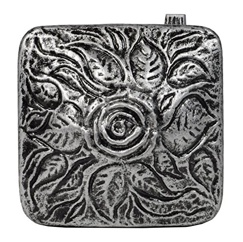 Paul Jansen Grablaterne eckig mit Facettenscheiben und Rosendekor Höhe 22 cm, schwarz / silber - 3