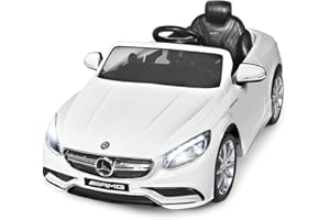 COSTWAY 12V Mercedes Benz Kinderauto mit 2,4G-Fernbedienung, 3 Gang Elektroauto 2-5km/h mit Musik, Hupe, MP3 und LED Scheinwerfer, Kinderfahrzeug für Kinder von 3-8 Jahren (Weiß)