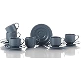 K&uuml;tahya Porselen New Tuvana 6 Kişilik 12 Par&ccedil;a Kahve Takımı Gri, Standart, 82 ml