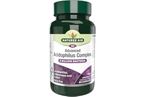 Natures Aid Acidophilus Complex 5 Billion CFU – High Strength Probiotic Supplement 5 Billion Live Bacteria – Supports Digestive Health & Gut Flora – Vegan, Gluten Free, Non-GMO – 60 Capsules