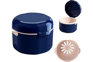 DIDATOOL Cadeau Femme, Boite a Dentier Nuit, Etui pour Dentier avec Couvercle, Étui pour Prothèses Dentaires avec Panier de Rinçage Amovible, Boite pour Appareil Dentaire (Bleu nuit)