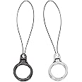 ONCRO® Pack of 2 Soft Round shape Silver top charm Keychain Silicone Finger Ring Lanyard for Mobile Phones holder Hanging thread Strap kickstand for Cameras keys pen drive