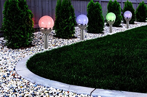 4erSet Premium Solarlampe Solarleuchte LED RGB Farbwechsel Edelstahl Gartenkugel