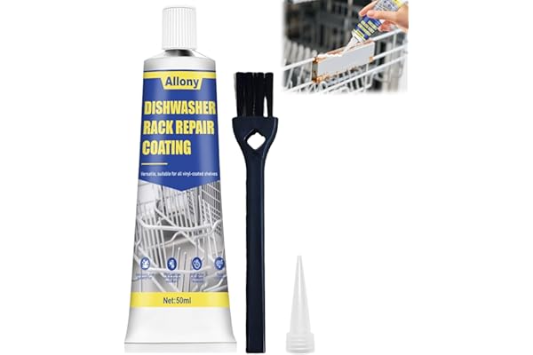 ALLONY Masilla Plastico Reparacion, Goma, Cesta Cubiertos Lavavajillas, Impermeable, Pintura Anticalorica Blanca, Agente Reparador de Cestas Oxidadas del Lavavajillas, 50ML