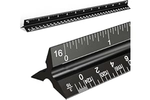 FRESILKORA Architectural Scale Ruler,Aluminum Triangular Scale Rulers, Engineers Metal Scal e Rulers,Metal Engineers Triangle Drafting Ruler with Imperial Measurement for Architects,Students,Draftsma and Enginee