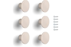 Poliplast – Set da 6 Pomelli, Design a cerchio, per Cucina, Armadio e Cassetti, per Bambini, Verniciato a mano, Colore Beige, Art. 22