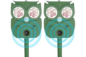 HULAXILOTI Repulsif Chat Ultrason 2 Pièces, Répulsif Chat Extérieur Solaire Sûr et Efficace, Fréquence Réglable pour Repousser Les Chats errants, Pigeons, Cerfs et Autres Animaux