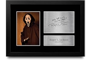 HWC Trading FR A4 Roger L Jackson Scream Ghost Face Gifts Printed Signed Autograph Picture for Movie Memorabilia Fans - A4 Framed