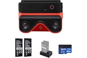 Kandao Fotocamera 3D, fotocamera stereoscopica a doppia lente a 180 gradi, touch screen da 2,5", visualizzatore 3D con display istantaneo, QooCam EGO, kit nero.