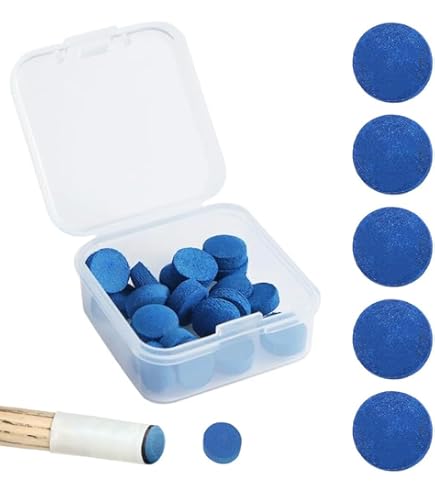 20 Punte Per Stecche Da Biliardo - Diametro 13 Mm, Pelle, Con Scatola Portaoggetti - Foto 4