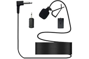 SPTSSWET Microphone de voiture de 3,5 mm avec adaptateur de 2,5 mm universel pour Sony Pioneer Kenwood Alpine JVC, kit mains libres pour autoradio stéréo lecteur CD DVD radio BT Clip Mount, 3 m