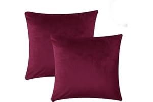 IR IMPERIAL ROOMS Imperial Rooms Cushion Covers 45 x 45 cm Pack of 2 Square Throw Velvet Pillow Cases Bedroom Decor Cushion for Sofa Living Room Car (Burgundy, 18 x 18 Inch)
