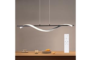 ZMH Lampa wisząca LED Stół Ściemniana lampa wisząca do salonu Nowoczesna lampa wisząca 21W z pilotem Wave Design 150CM Regulowana wysokość lampa wisząca Jadalnia Sypialnia Kuchnia Biuro