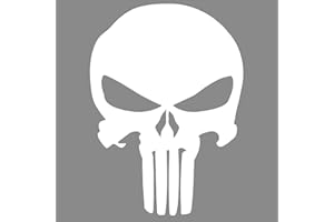 STICKER GENIE WANDKIND Punisher Aufkleber Auto Sticker Autosticker Autoaufkleber Decal War Zone Totenkopf Skull (10 x 14 cm, Weiss)