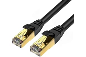 Veetop Cat8 Lan kabel Netzwerkkabel Ethernetkabel Internetkabel Superschnell Flexibel und Robust mit Vergoldetem RJ45 (Schwarz, 1m x 2 Stück)
